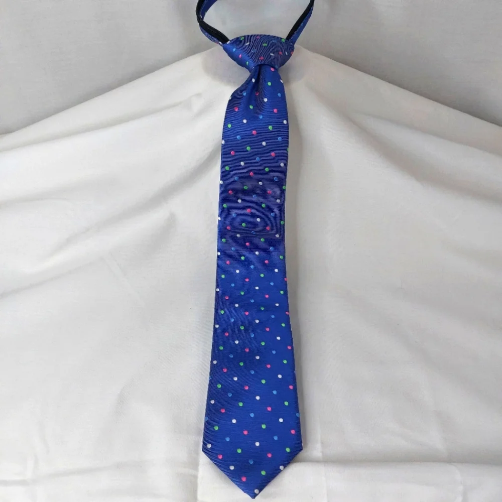 Izod Polka Dot Zipper Repp Neck Tie Blue Pink Green Youth Boys 15